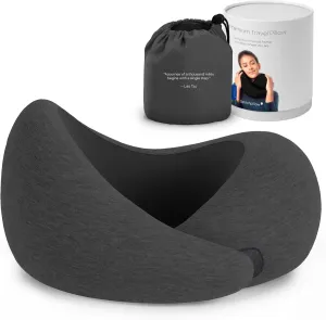 Ostrichpillow Go Neck Pillow, Travel Pillows for Airplanes, Premium Memory Foam Travel Pillow, 360 Ergonomic Design, Asymmetrical Sides, Travel Bag Included, Washable Modal Cover