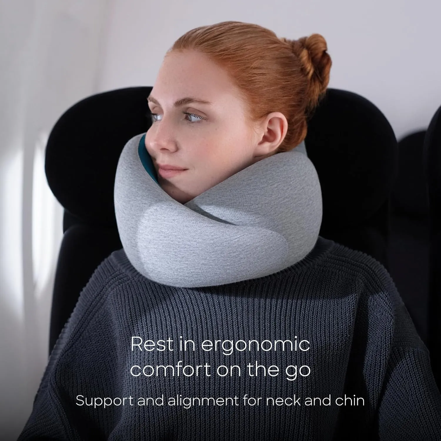 Ostrichpillow Go Neck Pillow, Travel Pillows for Airplanes, Premium Memory Foam Travel Pillow, 360 Ergonomic Design, Asymmetrical Sides, Travel Bag Included, Washable Modal Cover