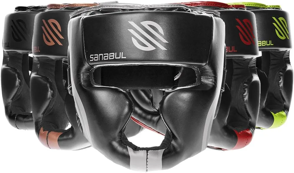 Sanabul Essential Boxing Headgear for Men & Women, Muay Thai MMA Headgear with Protective Padding, Full Face Coverage for Sparring Training