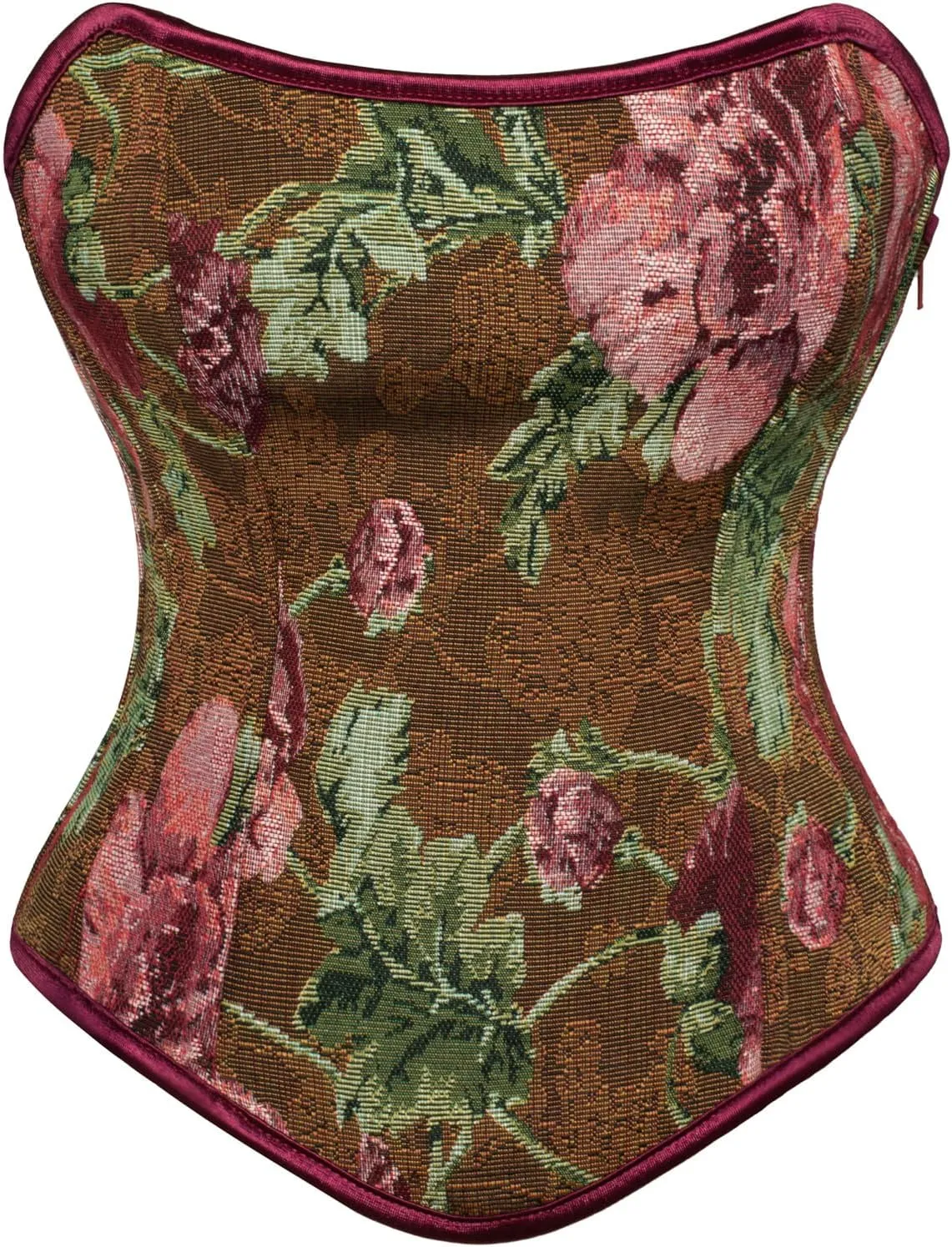 Scarlet Darkness Corset Tops for Women Renaissance Floral Lace Up Corset Boned Strapless Tops