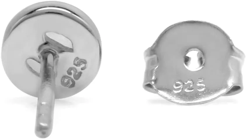 Silvershake 4MM Petite Round Shape Cabochon Gemstones White Gold Plated or Yellow Gold Plated 925 Sterling Silver Stud Post Birthstone Earrings Jewelry for Women or Teens Second or third Hole Piercing