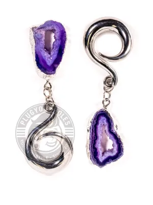 Small Purple Geode Slice Steel Curled Hook Hangers