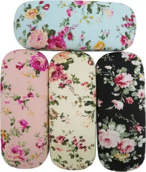 Spectacle Case Portable Hard Shell Eyeglasses Case Flower Fabric Covered Spectacles Box Eyewear Protector Bo