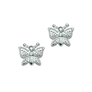 STERLING SILVER DIAMOND BUTTERFLY EARRINGS TDW 0.011CT
