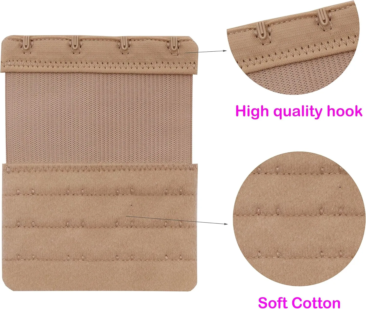 Tamlien 4 Hook Bra Extenders,Stretchy Soft and Comfortable Bra Strap Extender