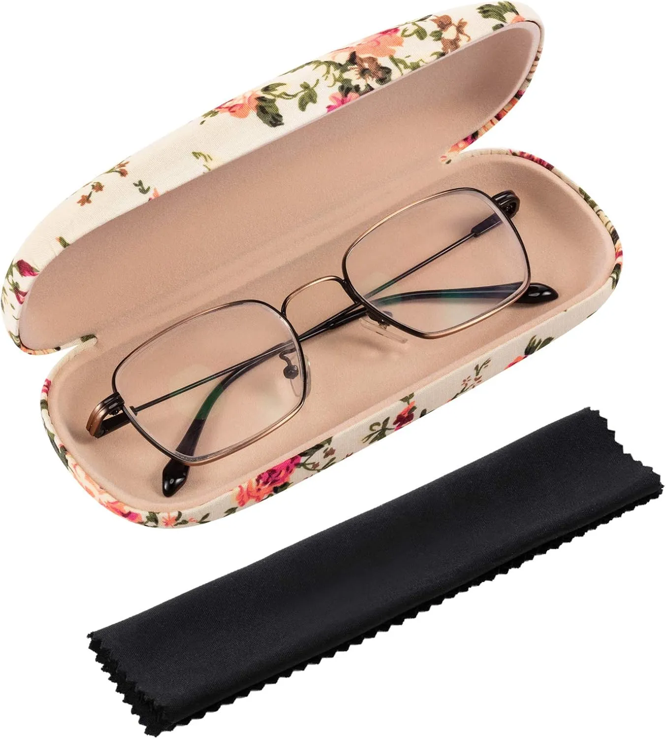 Weewooday 2 pcs hard shell glasses case Flower Glasses for Women Floral Retro Portable Eyeglass Box