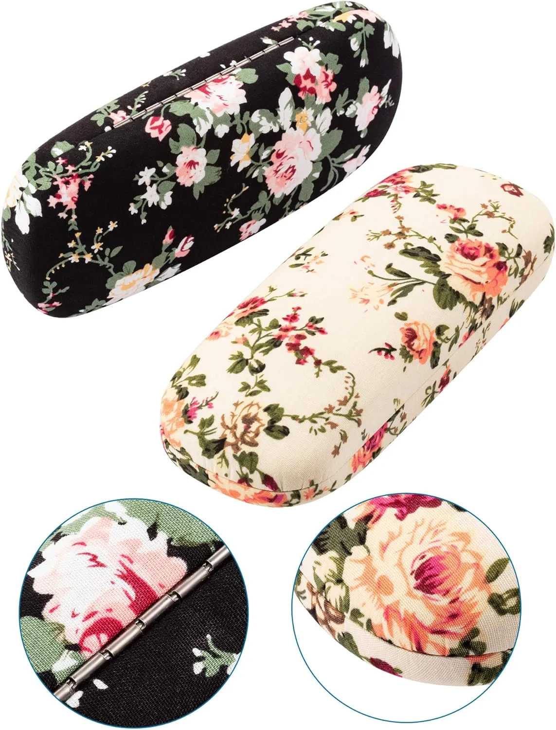 Weewooday 2 pcs hard shell glasses case Flower Glasses for Women Floral Retro Portable Eyeglass Box