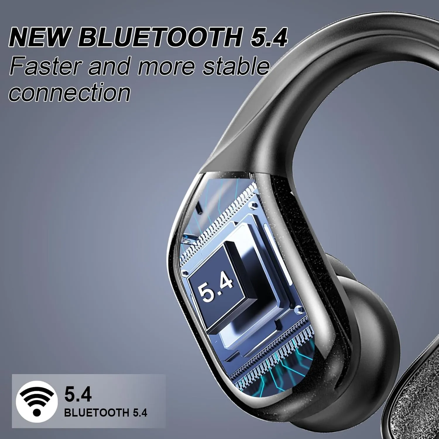 Wireless Earbuds Sport, Bluetooth 5.4 Headphones 2025 Bluetooth Earbuds with 75Hrs Stereo, 4 ENC Mic, Over-Ear Buds with Earhooks Noise Canceling Earphones , IP7 Waterproof Headset for Workout/Running